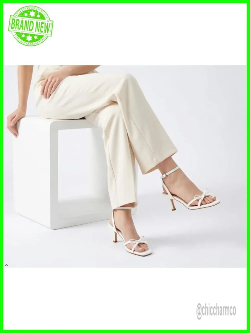 Women's Bow Kitten Heels Strappy Square Toe Faux Leather Buckle Sandals